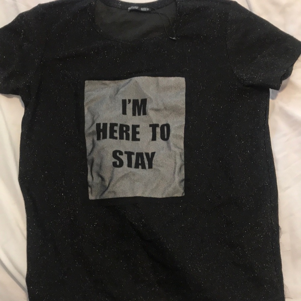 Zara semi sheer glitter shirt